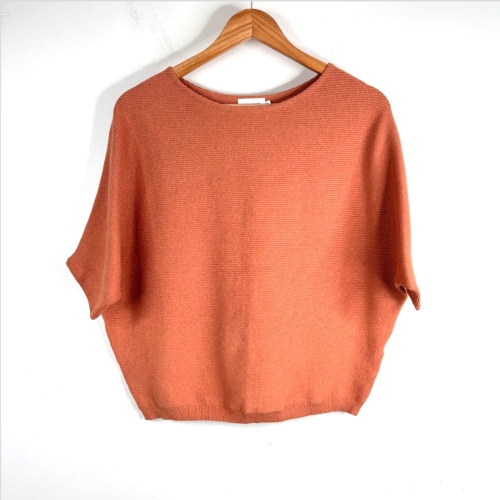 The Reset Essential Oversized Pullover S/M Dolman Sleeve Linen Ribbed Terracotta